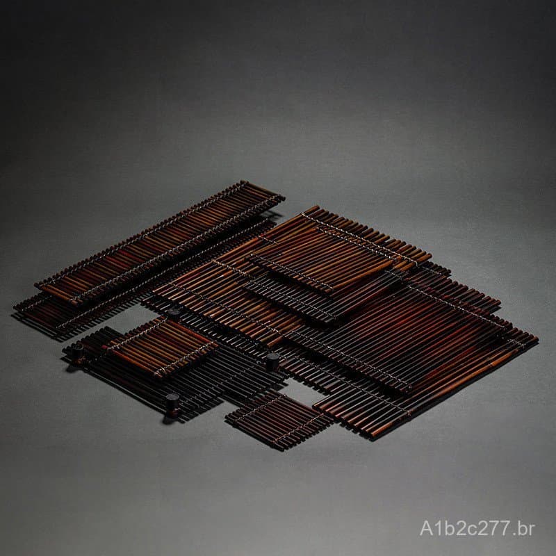 Tapete de bambu roxo envelhecido de estilo japonês de alta qualidade, tecido à mão, base isolante de calor para cerimôni