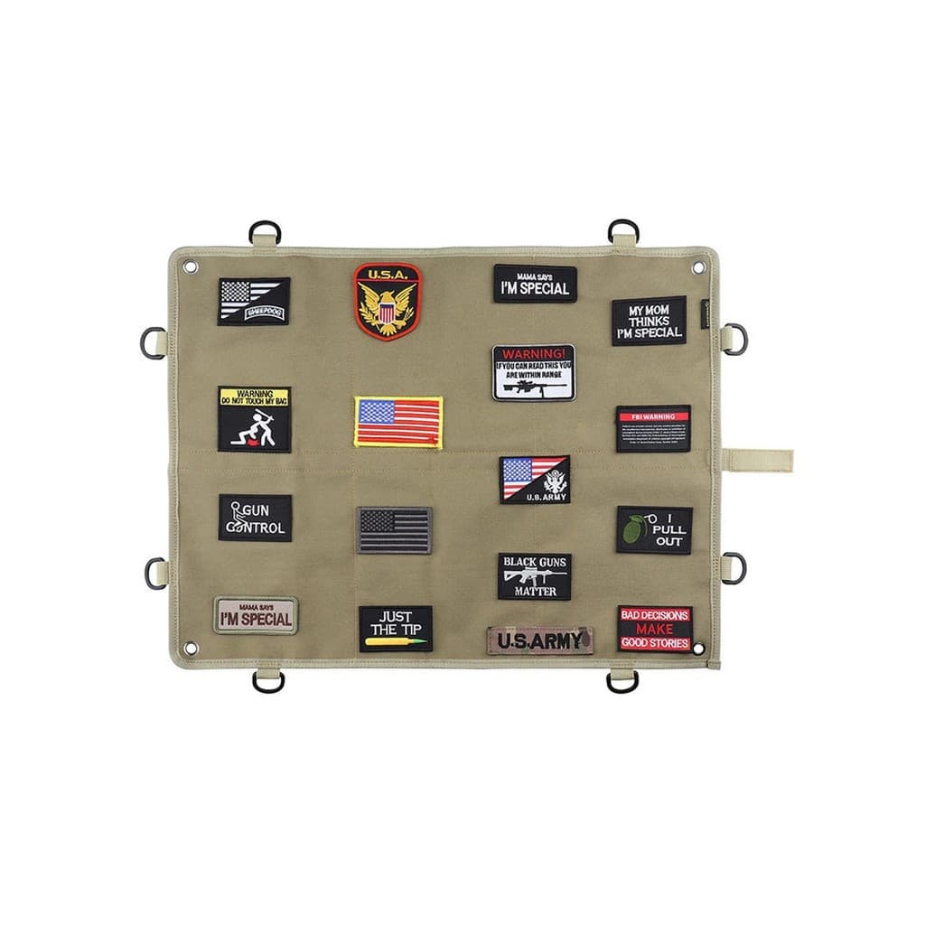 Placa de armazenamento de braçadeira de Velcro, ventilador militar, pasta de crachá, tapeçaria, medalha dobrável, adesiv