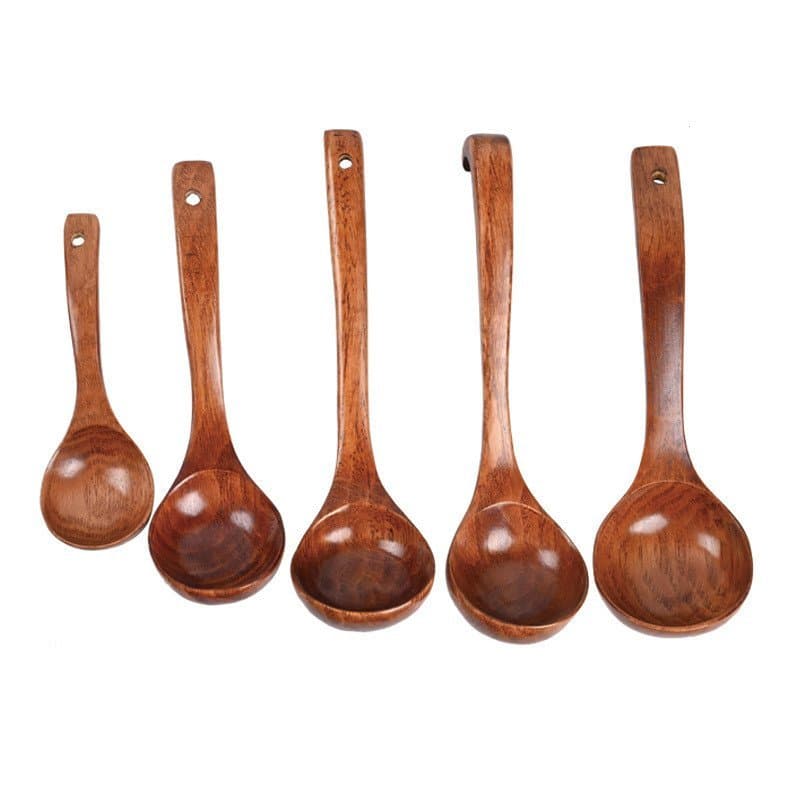 Colher de sopa de madeira estilo japonês, colher de madeira para mingau, utensílios de cozinha, colher de madeira grande