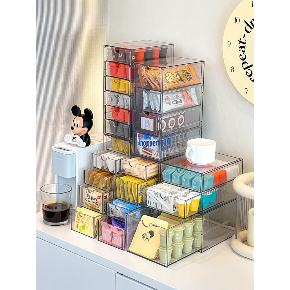 Saco de chá acrílico caixa de armazenamento gaveta de mesa café barra lanche Rack transparente Anti-poeira escritório co