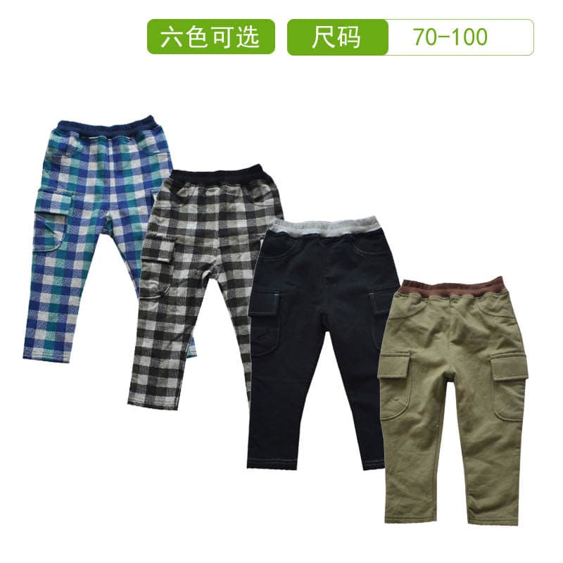 Japonês meninos meninas puro algodão escovado calças quentes crianças outono inverno Casual macacão bebê escovado calças