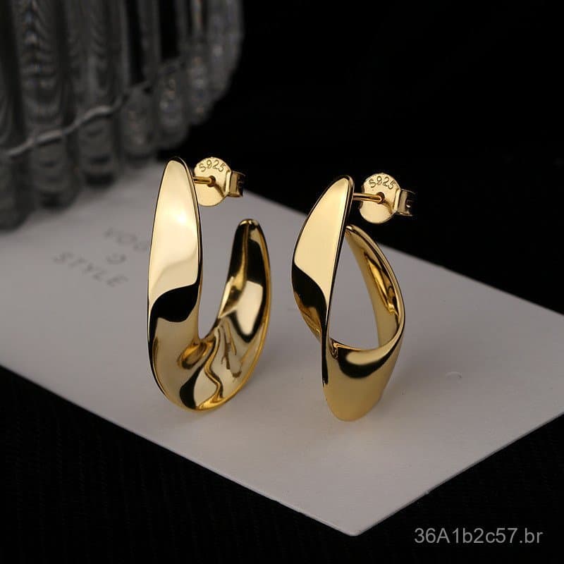 Brincos de prata s925, brincos de estilo minimalista em metal europeu e americano, elegantes e extravagantes, com fechos