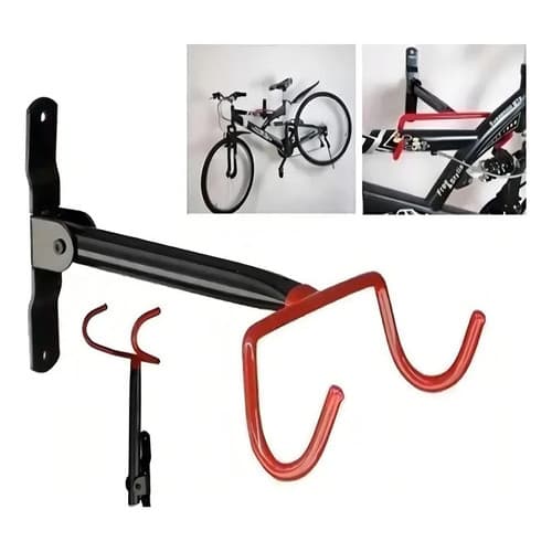 Suporte De Bicicleta Elleven Gancho Retrátil Aço 25kg 28cm A Preto/vermelho