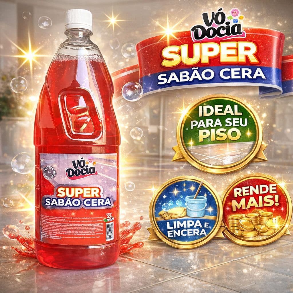 Sabao Com Cera Limpa Pisos Brilho Renovado 2L Ação 2 em 1