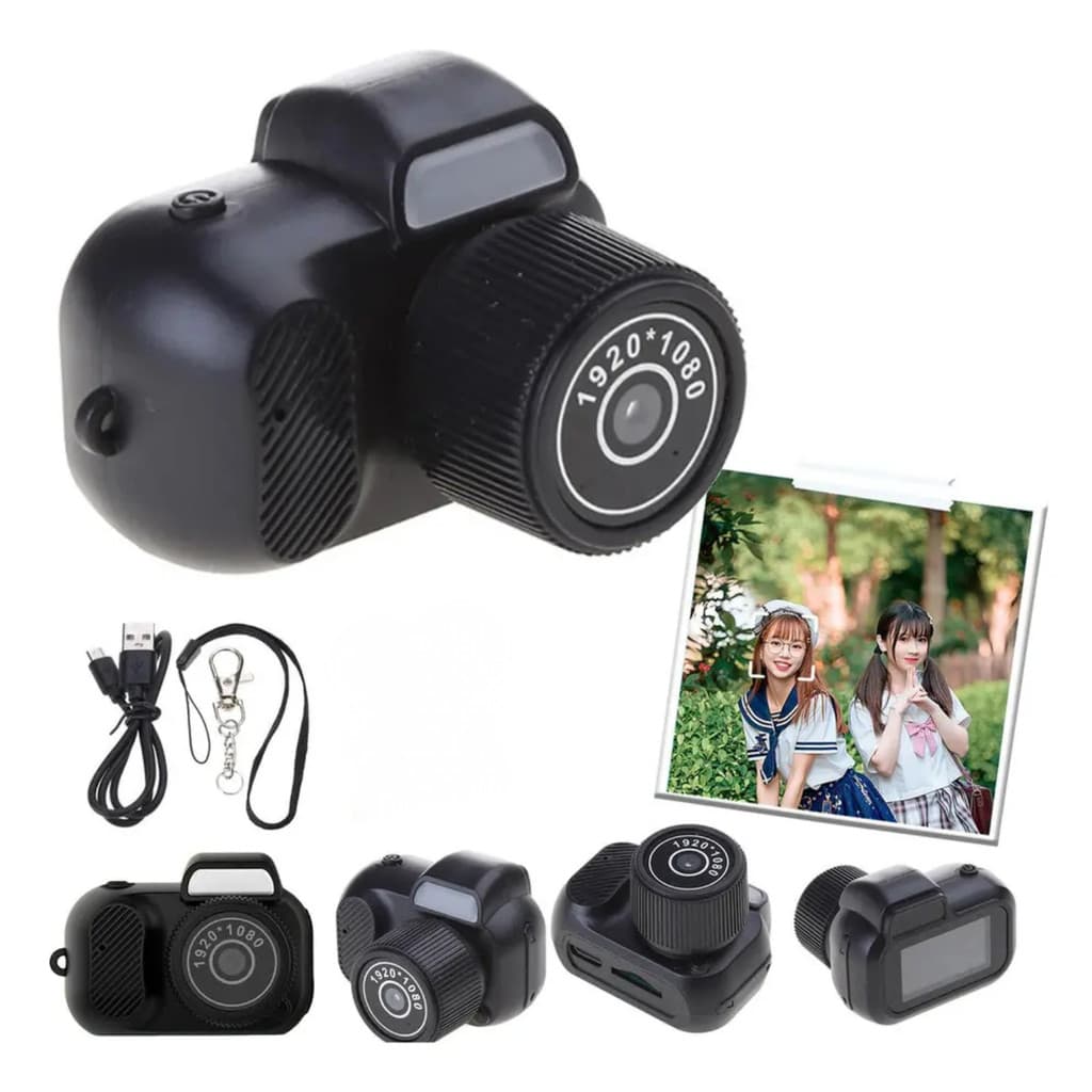 Mini Câmera Vintage Chaveiro HD 1080p Tela LCD Portátil Video e Foto