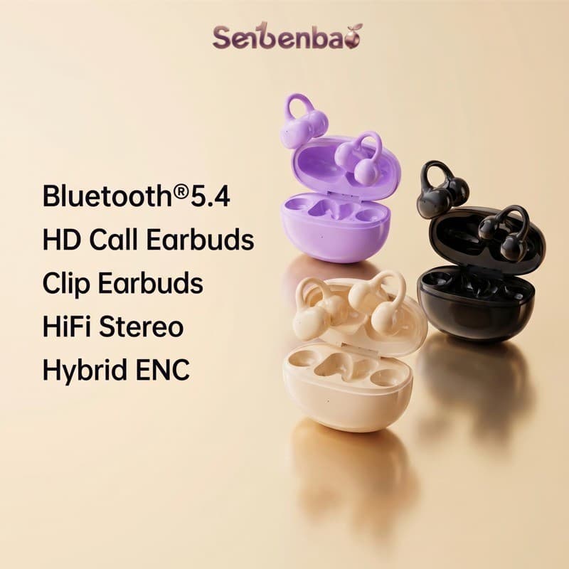 Senbenbao X11 Fones De Ouvido Sem Fio Bluetooth 5.4 Clipe Aberto HiFi Estéreo Com Cancelamento De Ruído Chamada HD Espor
