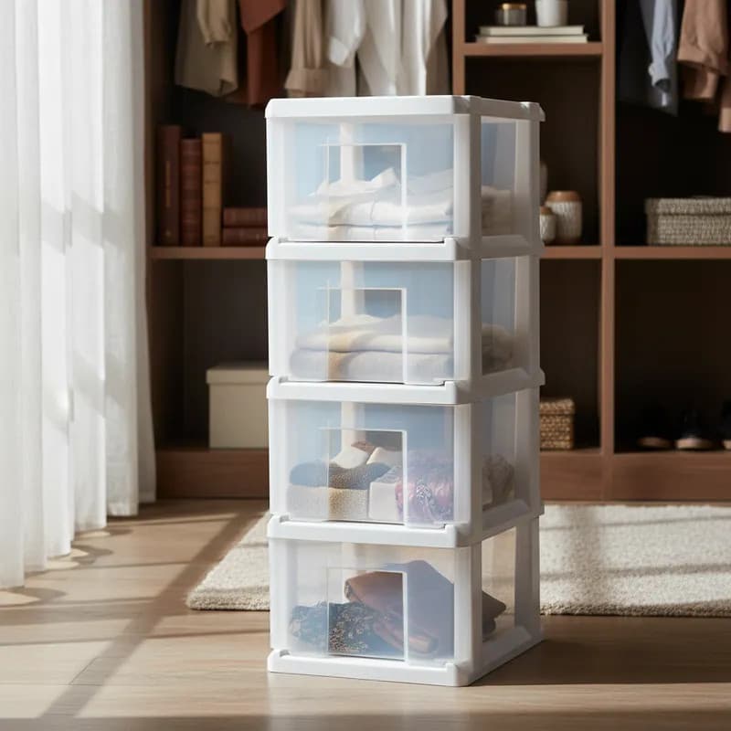 Gaveteiro Organizador Multiuso Paris Branco 4 Gavetas Transparente com Rodinhas – Agraplast 1096