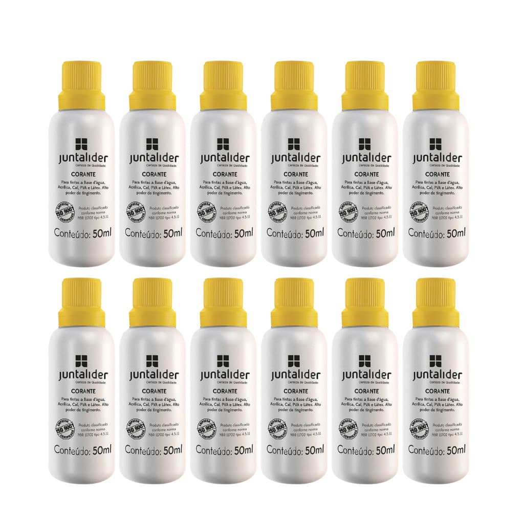 Kit12 Corante Bisnaga Pigmento Liquido 50ml Cores Juntalider
