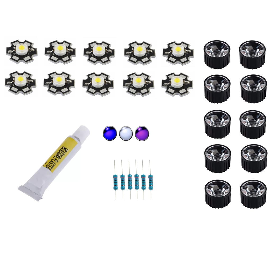 Kit Aquario LEDs 3w Marinho 30 Litros Lente Cola 18w Peixes Decoração Azul Royal Coral Branco 10000k