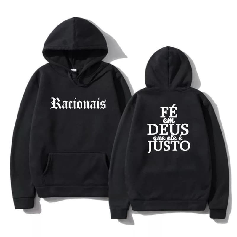 Blusa de Frio Adulto e Infantil Moletom Canguru Estampado Racionais Promoção Dia Dos Pais