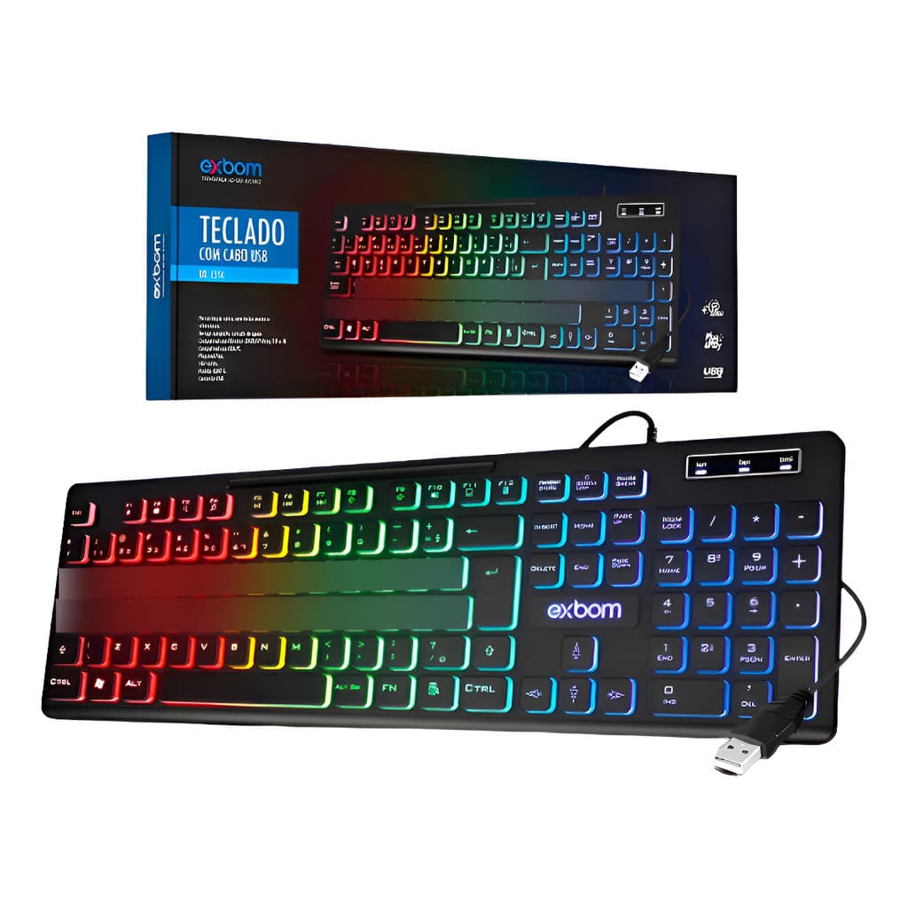 Teclado Gamer Multimídia Led Rgb Semi Mecânico Plug & Play C