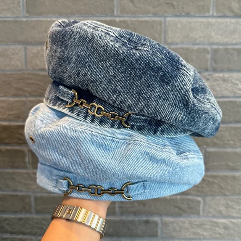 Nova Boina de Denim Lavado Estilo Francês, Chapéu Feminino para Atividades ao Ar Livre, Chapéu Versátil, Chapéu de Pinto