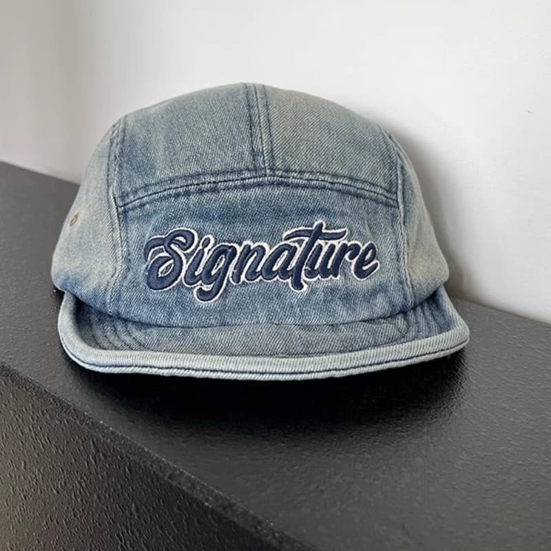 Boné Snapback de Denim Retrô Ajustável, Boné de Beisebol para Mulheres e Homens, Bordado com Letras, Cor Sólida, Estilo