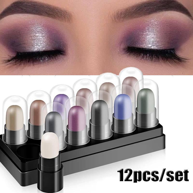 Conjunto De Lápis Sombra Para Olhos 12 Cores À Prova D'água Caneta Cintilante De Longa Duração Ferramentas De Maquiagem