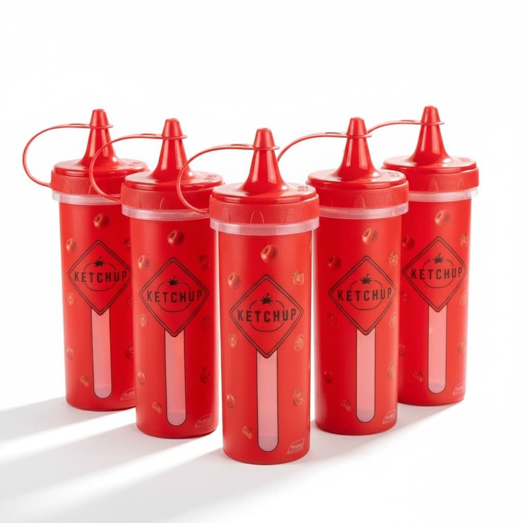 KIT 5 BISNAGA DECORADA KETCHUP 250ML PLASUTIL