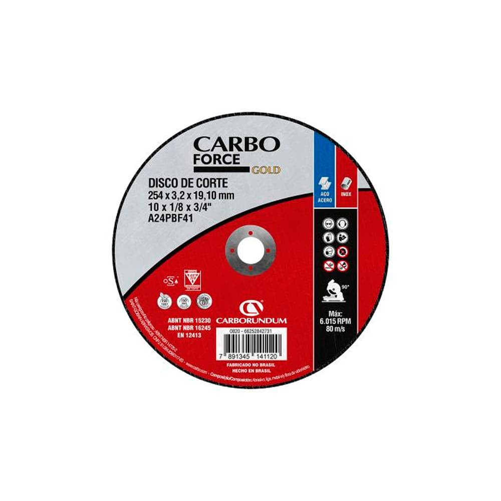Disco de Corte Ferro/Inox 10" A24PB41 Carborundum