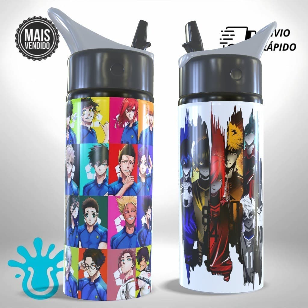 Garrafa Squeeze BlueLock com Nome Exclusiva Alumínio Infantil Escolar