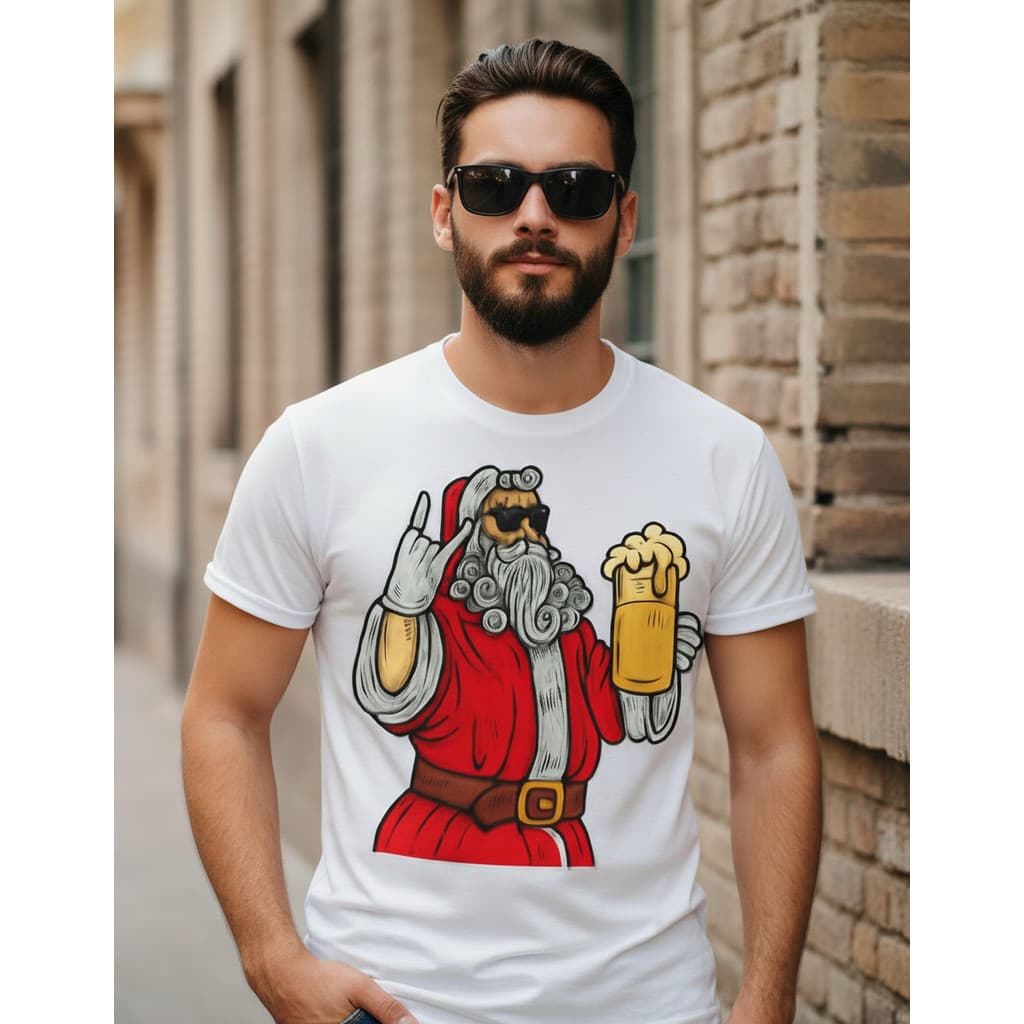 Camiseta Masculina Casual Papai Noel Natal