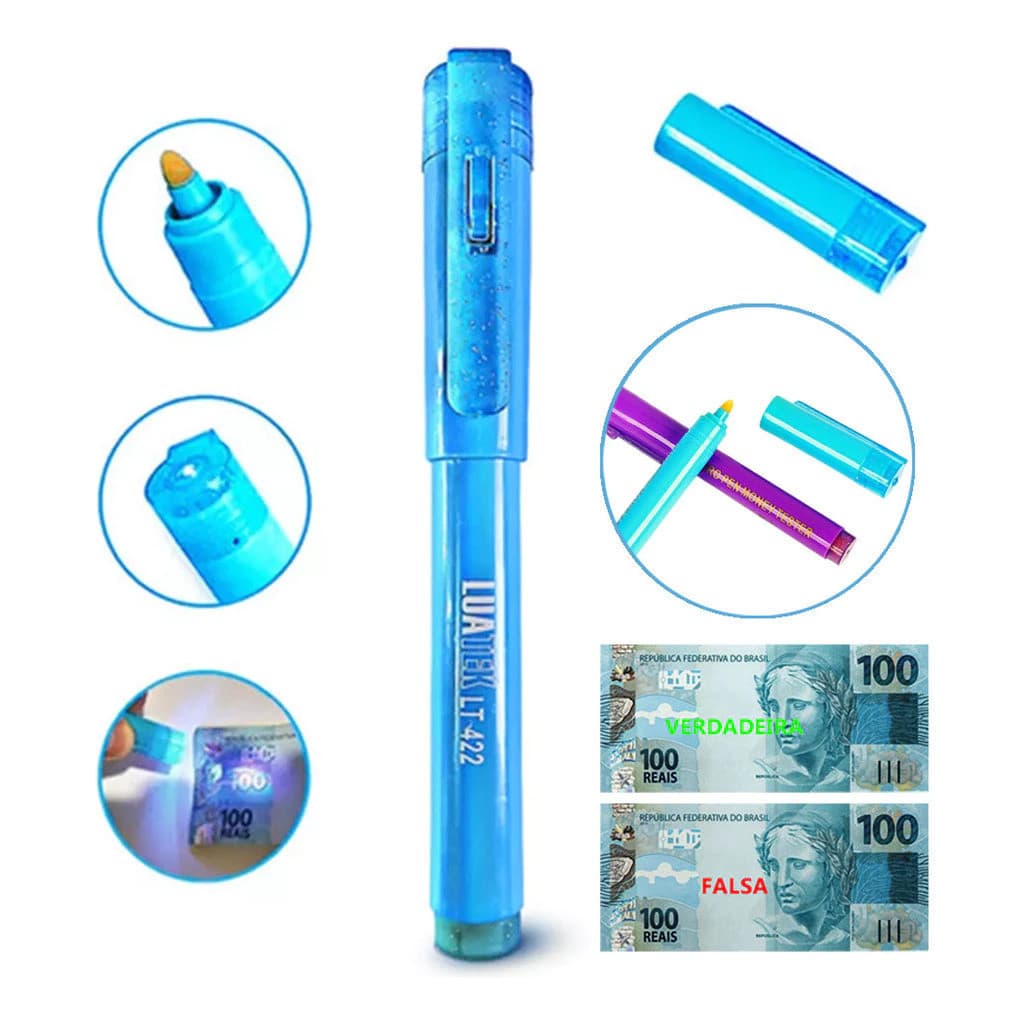 1/2/3 Caneta Testadora Detector Dinheiro Nota Falsa Com Luz UV