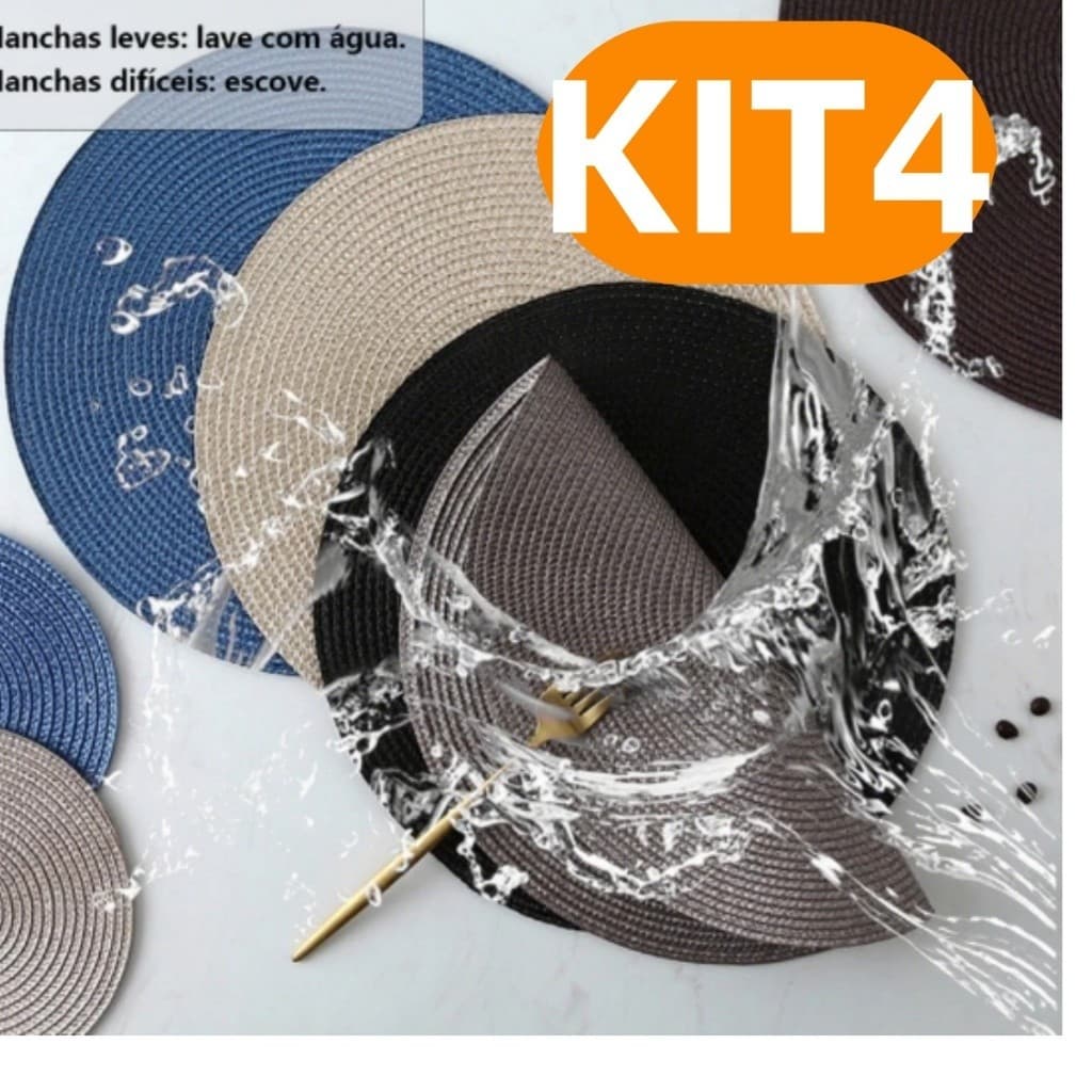 Redondo Jogo Americano Kit 4 ou 6 Sousplat Jantar Mesa Posta Cozinha 38cm
