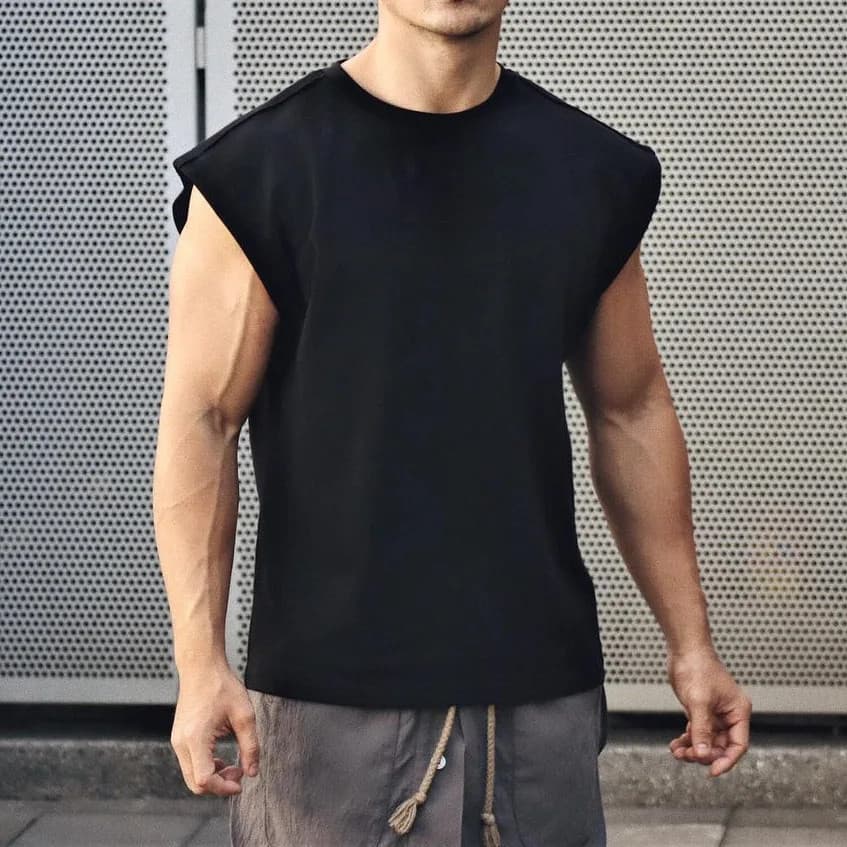 Camiseta Regata Sleeveless Lisa Básica Masculina Top Larga Moda Masculina Algodão