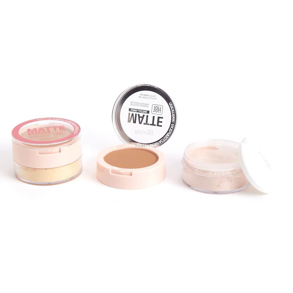 PÓ DUO MATTE 18H PÓ COMPACTO E PÓ SOLTO 3 CORES – FEBELLA MAKEUP