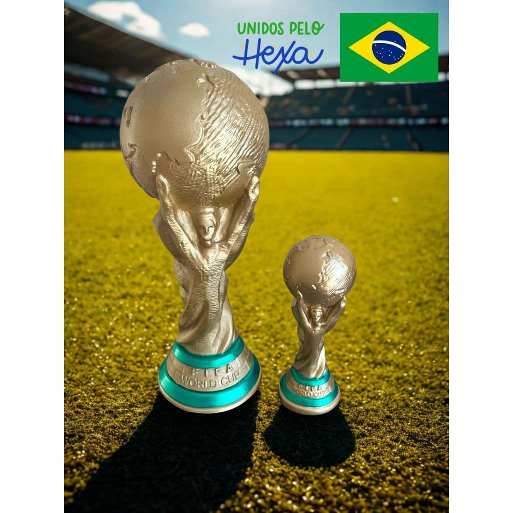 Taça copa do mundo resina hexa brasil campeão