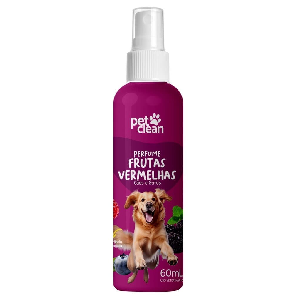 Perfume Frutas Vermelhas Pet Pet Clean 60 ml para Cães e Gatos