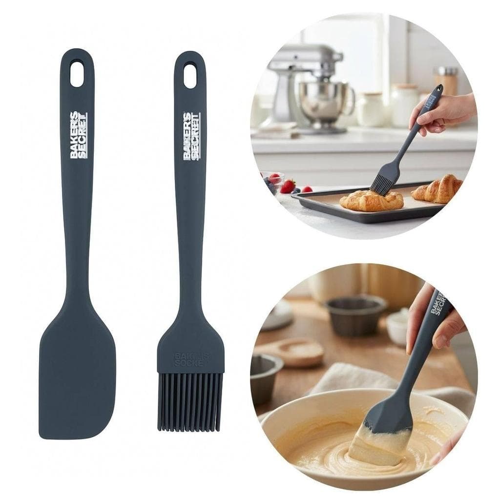 Jogo Pincel Culinário Mini Espátula Cerdas Silicone 2 Peças