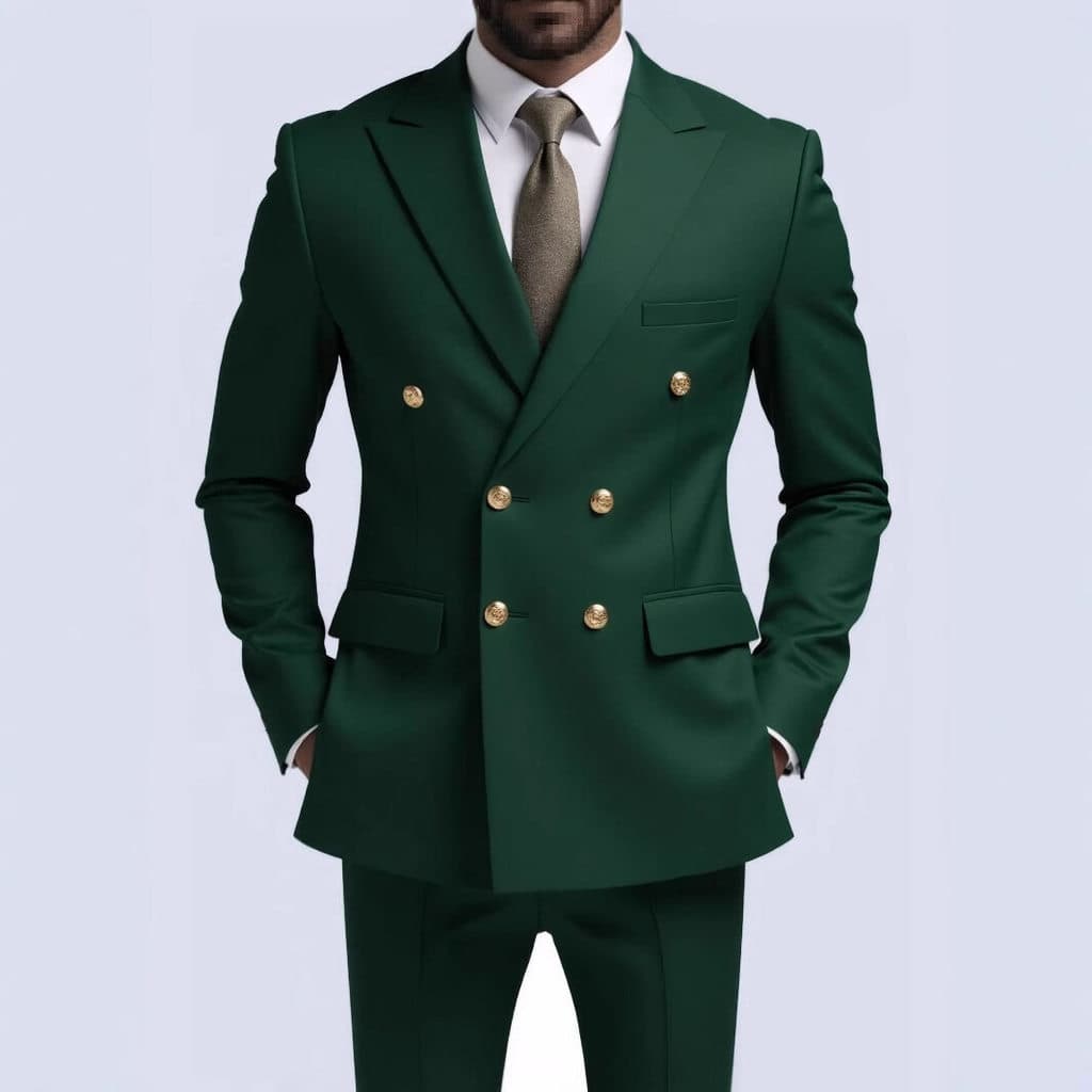 Tamanho Europeu Conjunto De Duas Peças Masculino Duplo Breasted Casual Terno Negócios Formal Único Blazer Jaqueta