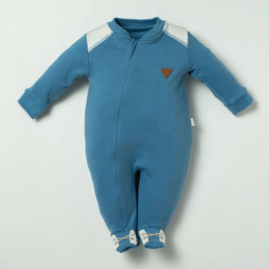 Macacão Longo Bebê com Zíper Liso Menino Azul Espacial -Hug