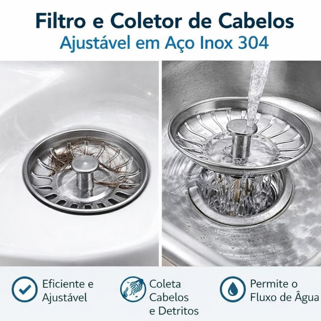 Cestinha Ralo Tampa Inox Valvula 4 1/2"  78mm Polegadas