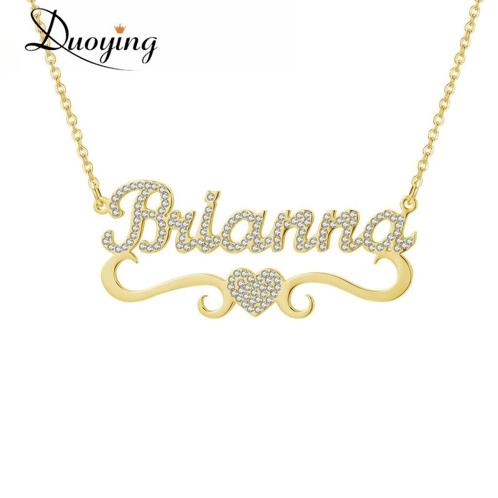 Fabricante original: Colar personalizado com letra de nome cravejada de diamantes, estilo europeu e americano, joia DIY
