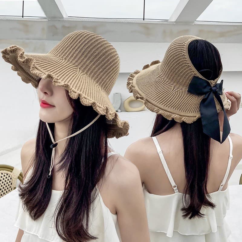 Chapéu de sol feminino verão 2024 novo estilo oco chapéu superior praia legal chapéu de sol Anti-ultravioleta chapéu de