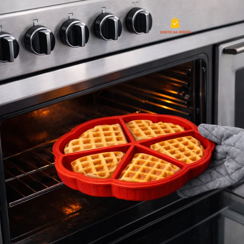 Forma Silicone Panqueca 5 Divisórias Antiaderente Ovo Waffle Cozinha