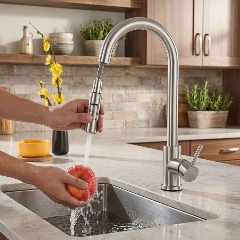 Torneira Gourmet Cozinha com Ducha Retrátil Misturador Quente Frio 360° Bancada