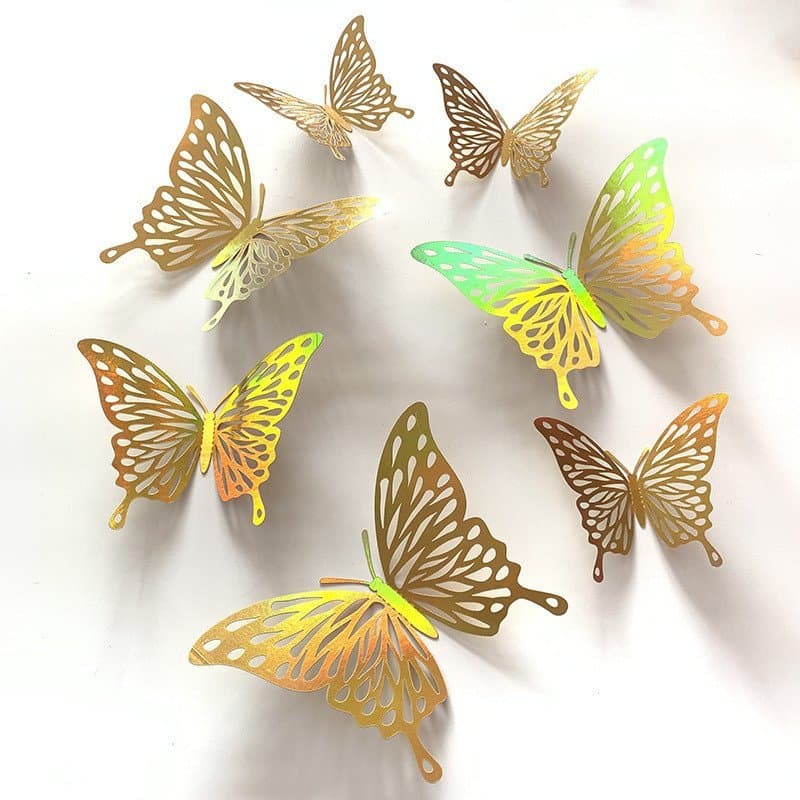 Adesivo de Parede 3D em Forma de Borboleta Oca, Decoração de Natal, Aniversário, Casamento, Festa Temática, Adesivo Artí