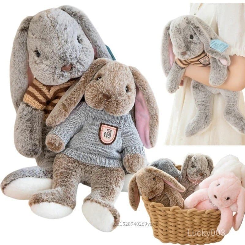 Bonito Coelho De Orelhas Grandes Boneca De Pelúcia Animal Dos Desenhos Animados Vestindo Camisola Macia Bebê Dormindo Co