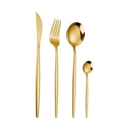 Kit Talheres 24 Pecas Revestimento Dourado Premium Resistente Duravel