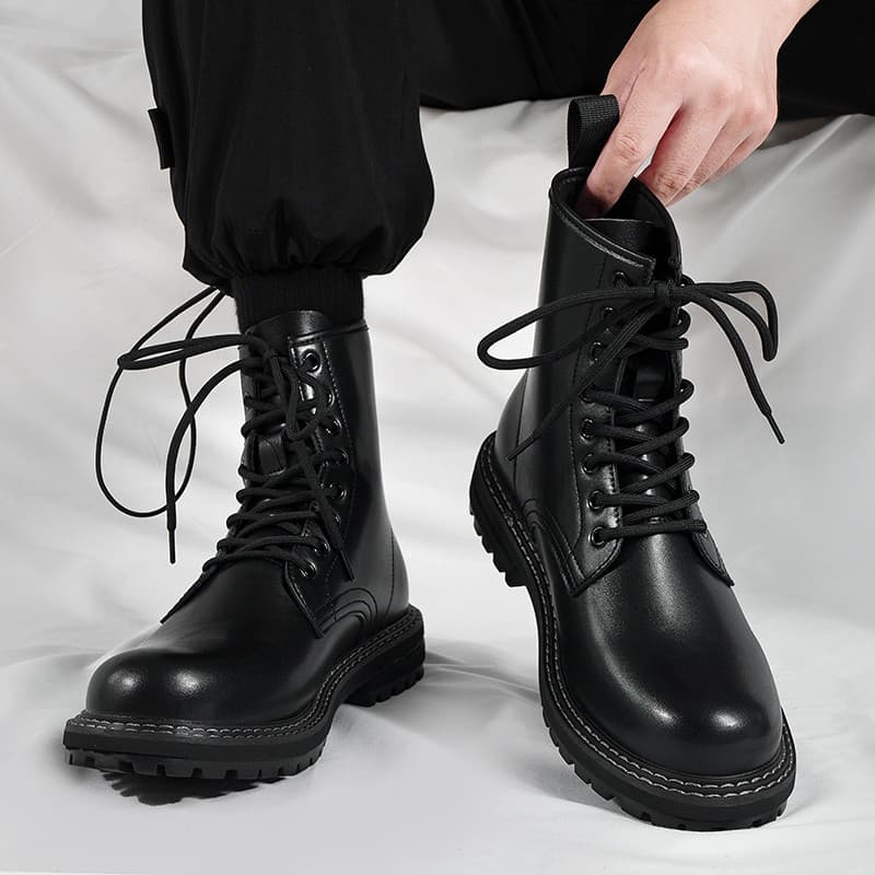 Martin botas masculinas de alta qualidade estilo britânico ins motocicleta Workwear botas versão coreana na moda couro m