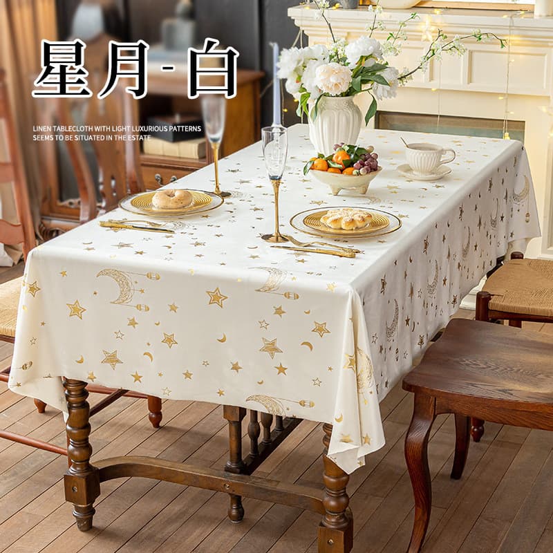 2025 Novo Estilo Estrela Lua Toalha de Mesa-Livet Dourado temu Siyin