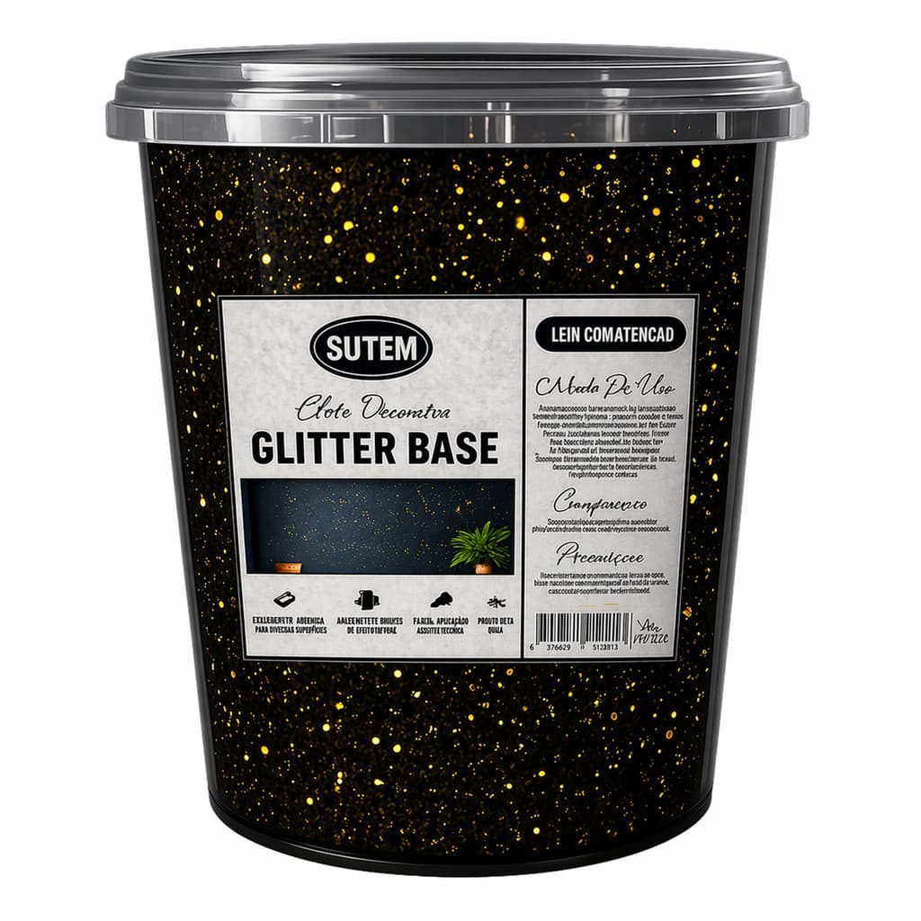 Efeito Glitter Impermeabilizante 1 Litro Dourado Dark Preto Sem Fundo Proteção UV Parede SUTEM