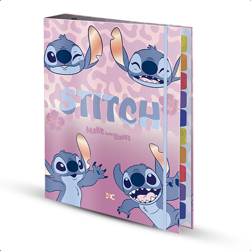 Fichario Argolado Universitario A4 Stitch Caderno Escolar Organizador de Materias Dac