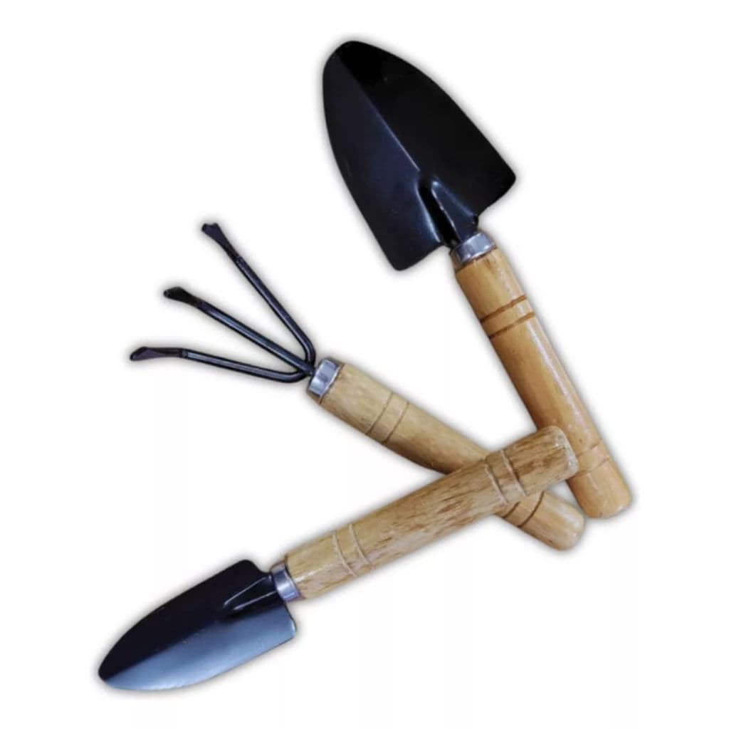 5 KIT JARDINAGEM PÁS EM AÇO P/ HORTA JARDIM 18CM 3 PEÇAS