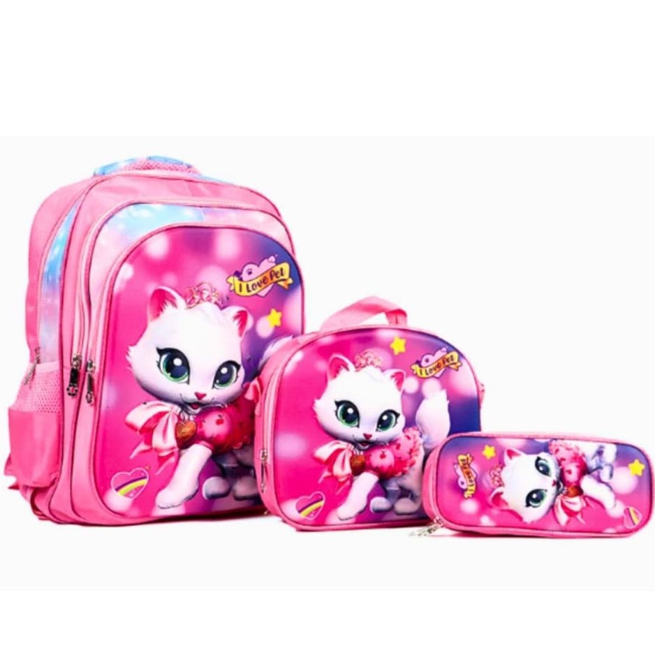 Kit Escolar Infantil Pet Love Animado – Mochila Reforçada + Acessórios