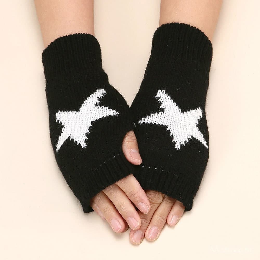 Luvas De Malha Y2K Com Meio Dedo Star Hand Fingerless Soft Warm Fashion Gloves Acessórios