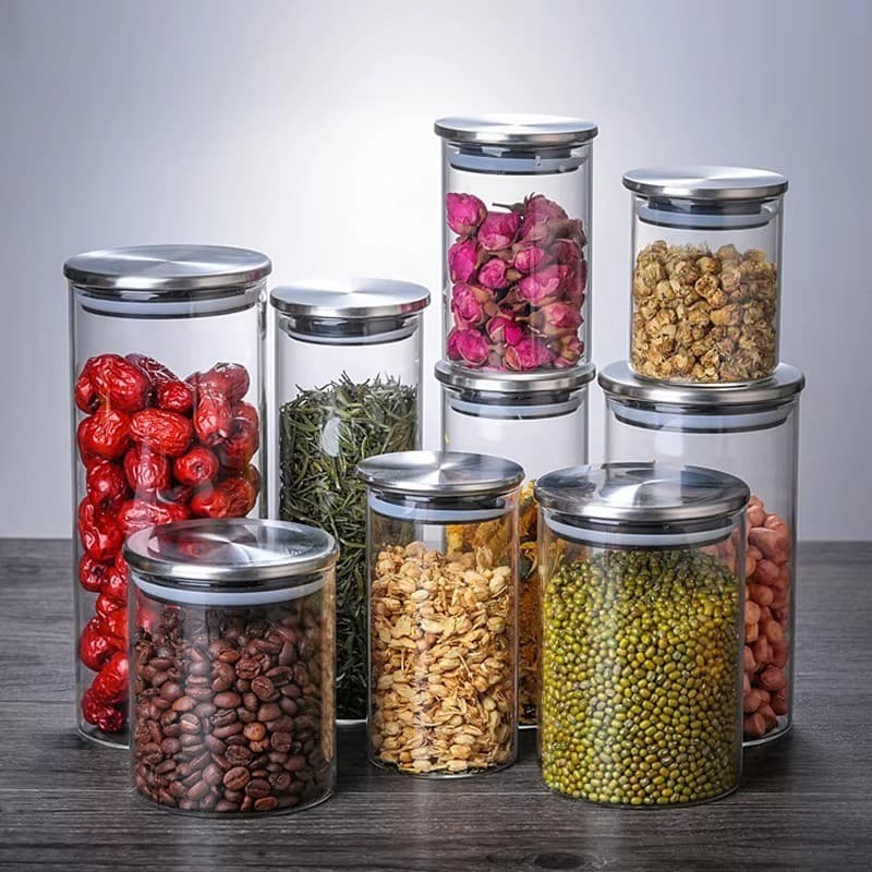 Kit Potes Herméticos 650ml de Vidro com Tampa Inox Super Vedação Cozinha
