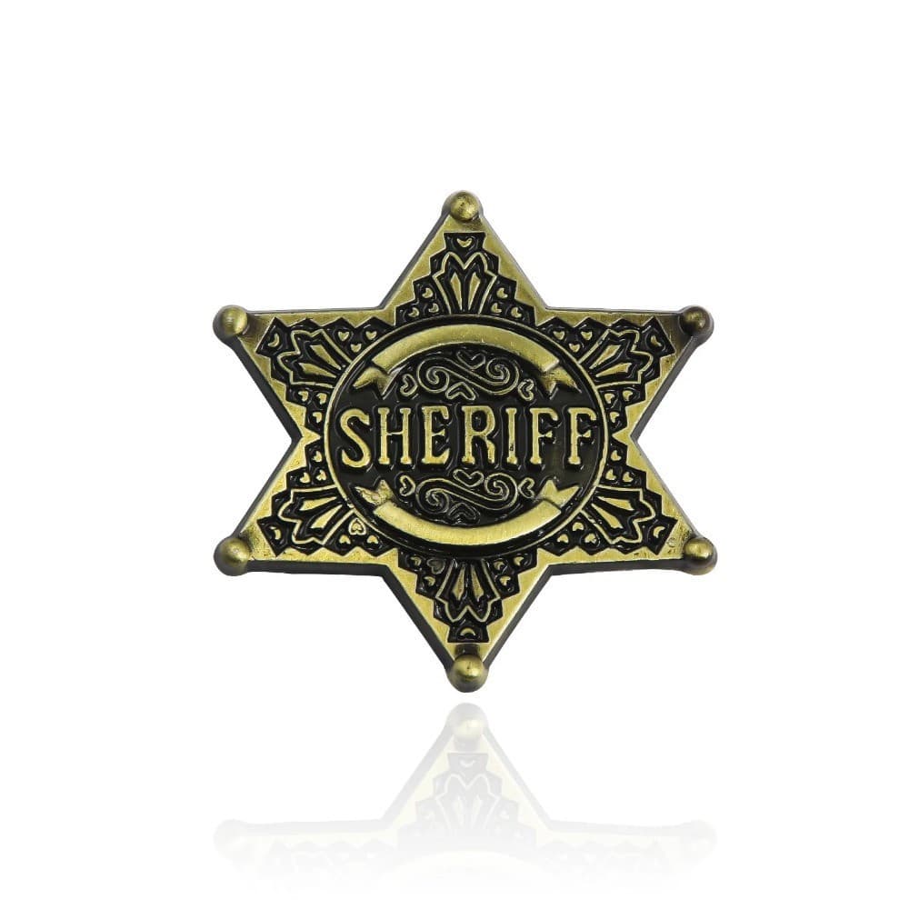 Broche De Crachá Xerife Estrela De Seis Pontas Polícia Colete Alfinete Para Mulheres Homens Alfinetes De Lapela Acessóri