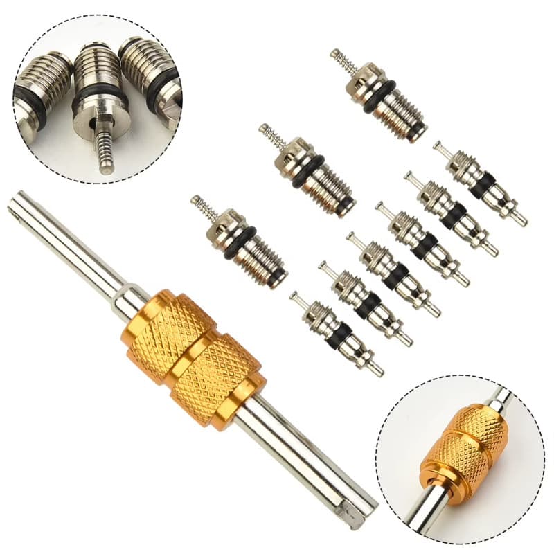 Núcleo De Válvula De Ar Condicionado Automotivo R134a , 9 Peças + 1 Peça , Ferramenta Removedora Para Sistema A/C , Shop