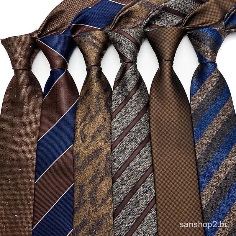 Gravata Masculina De Luxo , 8cm De Largura , Longa , Marrom , Listrada , Bolinhas , Estampada , Jacquard , Tecido , Grav